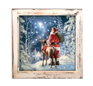 Starry Night Santa - Lighted Shadow Box Flower Bouquet