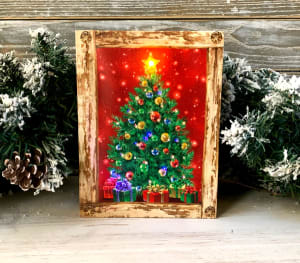 O Christmas Tree - Lighted Tabletop Canvas 8x6 Flower Bouquet