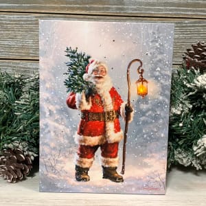 Father Christmas - Lighted Tabletop Canvas 8x6 Flower Bouquet