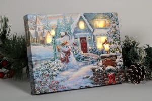 Silent Night Lane - Lighted Tabletop Canvas 8x6 Flower Bouquet