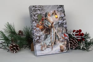 Saint Nicholas - Lighted Tabletop Canvas 8x6 Flower Bouquet