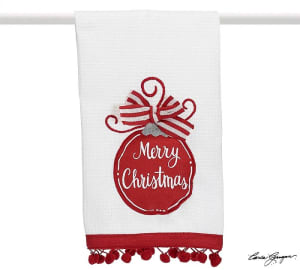 MERRY CHRISTMAS ORNAMENT TEA TOWEL Flower Bouquet