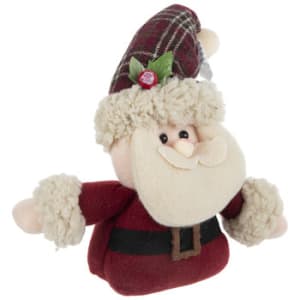 Red Suit & Plaid Hat Santa 8" Flower Bouquet