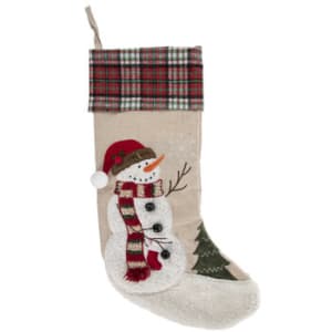 Plaid Embroidered Snowman Stocking Flower Bouquet