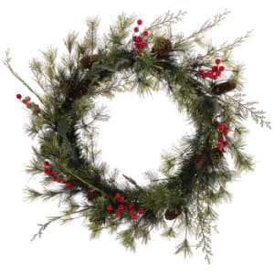 28" Cypress, Pinecones & Berries Wreath Flower Bouquet