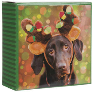 Dog Wearing Antlers Mini Puzzle Flower Bouquet