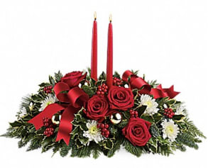 Holiday Shimmer Centerpiece Flower Bouquet