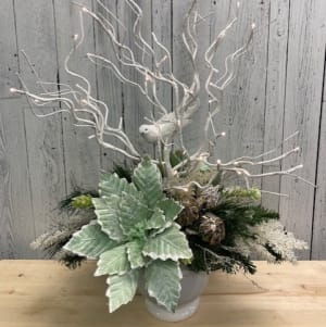 Shimmering Mint Poinsettia Floral-Lights up Flower Bouquet