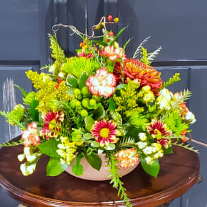 Bountiful Round Thanksgiving Centerpiece Flower Bouquet