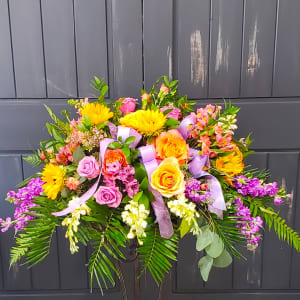 Joyful Song Casket Spray Flower Bouquet