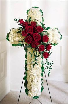 CROSS WITH ROSES    Flower Bouquet