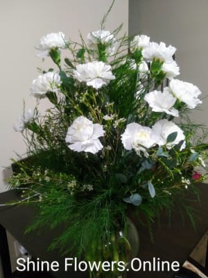 Blooming In White Carnations Flower Bouquet