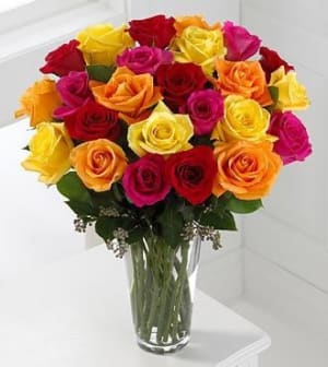 Mixed 24 Roses Flower Bouquet