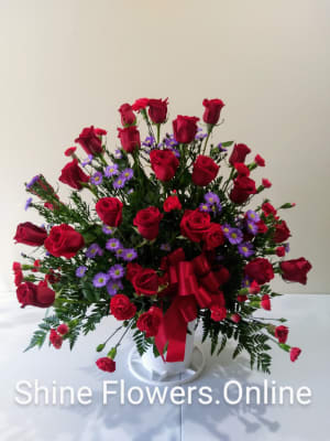 18 RED ROSES SYMPATHY BASKET Flower Bouquet