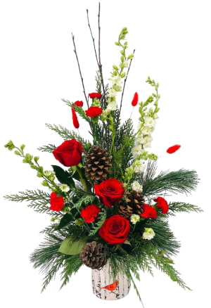 Winter Forest Cardinal H-7082 *ONLY 1 LEFT* Flower Bouquet