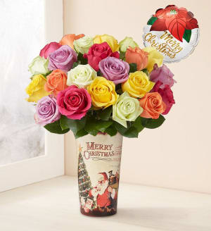 Holiday Lights Roses Flower Bouquet