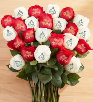 Conversation Roses™ Merry Christmas Flower Bouquet