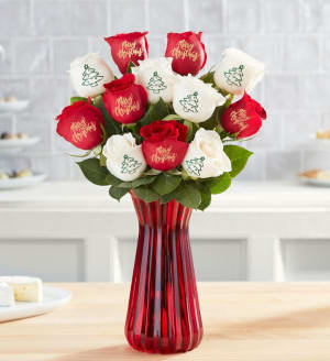 Conversation Roses™ Merry Christmas Flower Bouquet