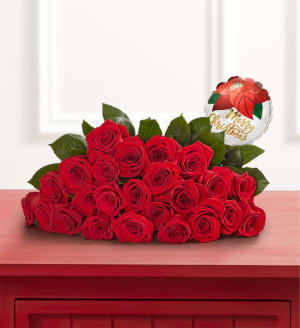 Merry Red Roses Flower Bouquet