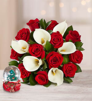 Holiday Red Rose & Calla Lily Bouquet Flower Bouquet