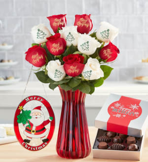 Conversation Roses™ Merry Christmas Flower Bouquet