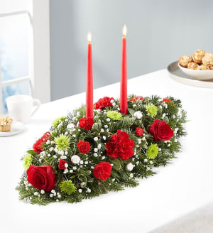 Season's Greetings Centerpiece | Commack Florist Flower Bouquet