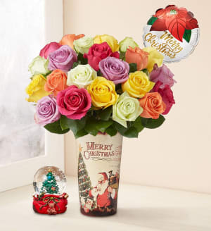 Holiday Lights Roses Flower Bouquet