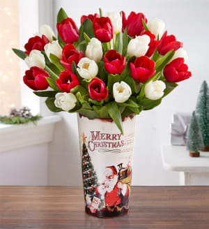 Merry and Bright Tulips Flower Bouquet