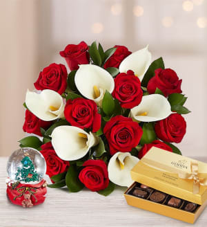 Holiday Red Rose & Calla Lily Bouquet Flower Bouquet