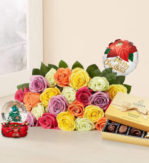 Holiday Lights Roses Flower Bouquet