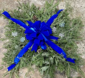 Grave Blanket - Baby in Blue Flower Bouquet