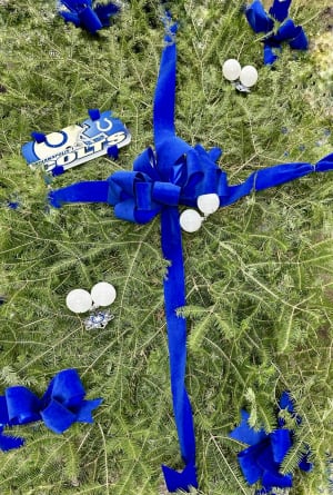 Colts Themed Grave Blanket Flower Bouquet