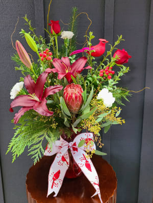 Cardinal In Paradise Flower Bouquet