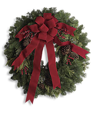 Classic Holiday Wreath Flower Bouquet