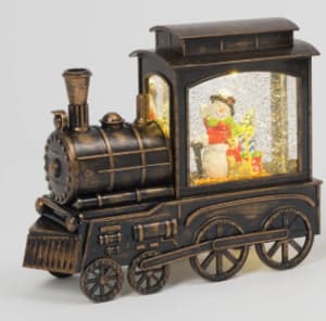 Lighted Musical Train -  Spinning Water Globe 9" Flower Bouquet