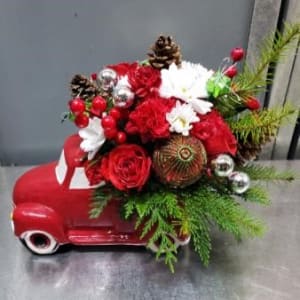 Christmas Truck Flower Bouquet