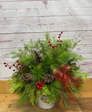 Evergreen Porch Planter Flower Bouquet