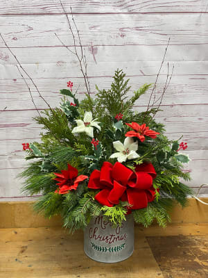 Evergreen Porch Planter Flower Bouquet
