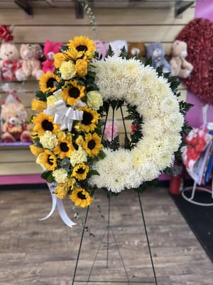 A Touch Of Sunshine Standing Wreath  Flower Bouquet