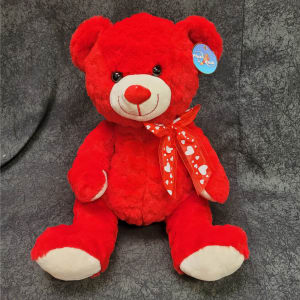 V560 - Red Heart Fur Bear Flower Bouquet