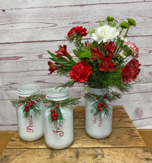 Christmas Mason Jar Arrangement Flower Bouquet