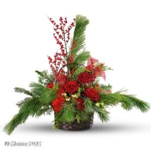 Winter Garden Basket Flower Bouquet