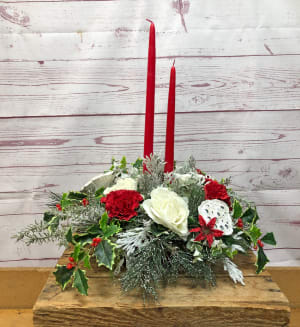 Classic Red and White Silk Centerpiece Flower Bouquet