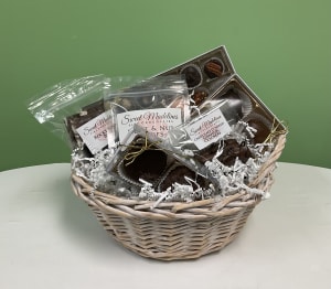 Gourmet Chocolate Basket-Sweet Madelines Flower Bouquet