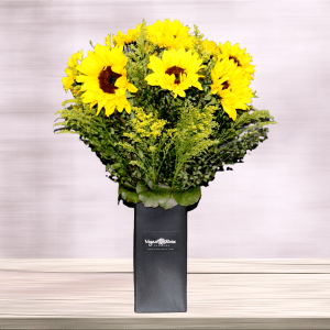 SUNFLOWERS IN CERAMIC VASE Flower Bouquet