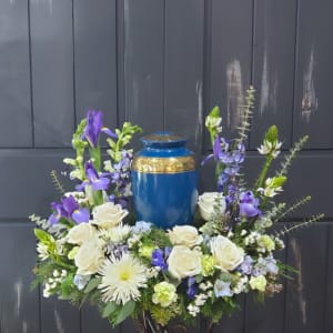 Blue Tranquility Urn Surround Flower Bouquet