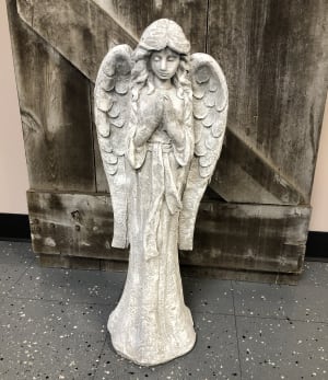 Standing Praying Stone Angel Flower Bouquet