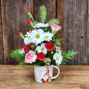 Judy's Gnome for the Holidays Mug Flower Bouquet