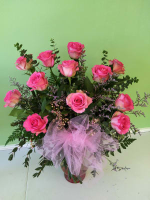 HOT PINK ROSES Flower Bouquet
