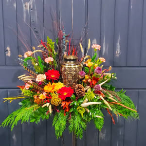 Proud Hunter Urn Spray Flower Bouquet